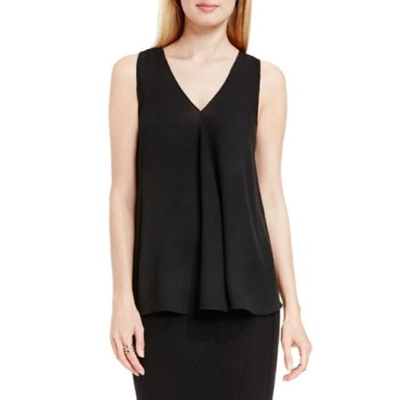Vince Camuto Black V-Neck Drape Sleeveless Tank Top XS - Picture 1 of 5